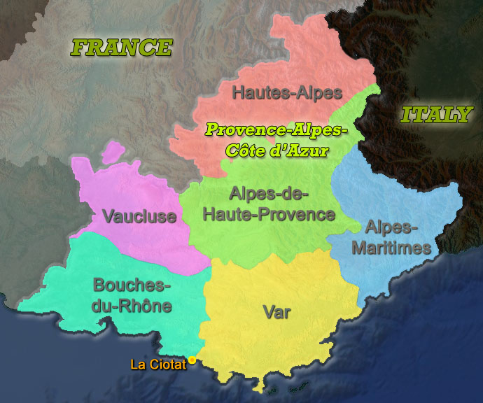 Map Provence - Departements