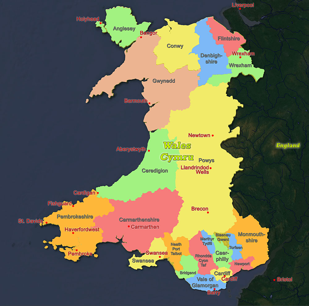 Map Wales - Principal Areas